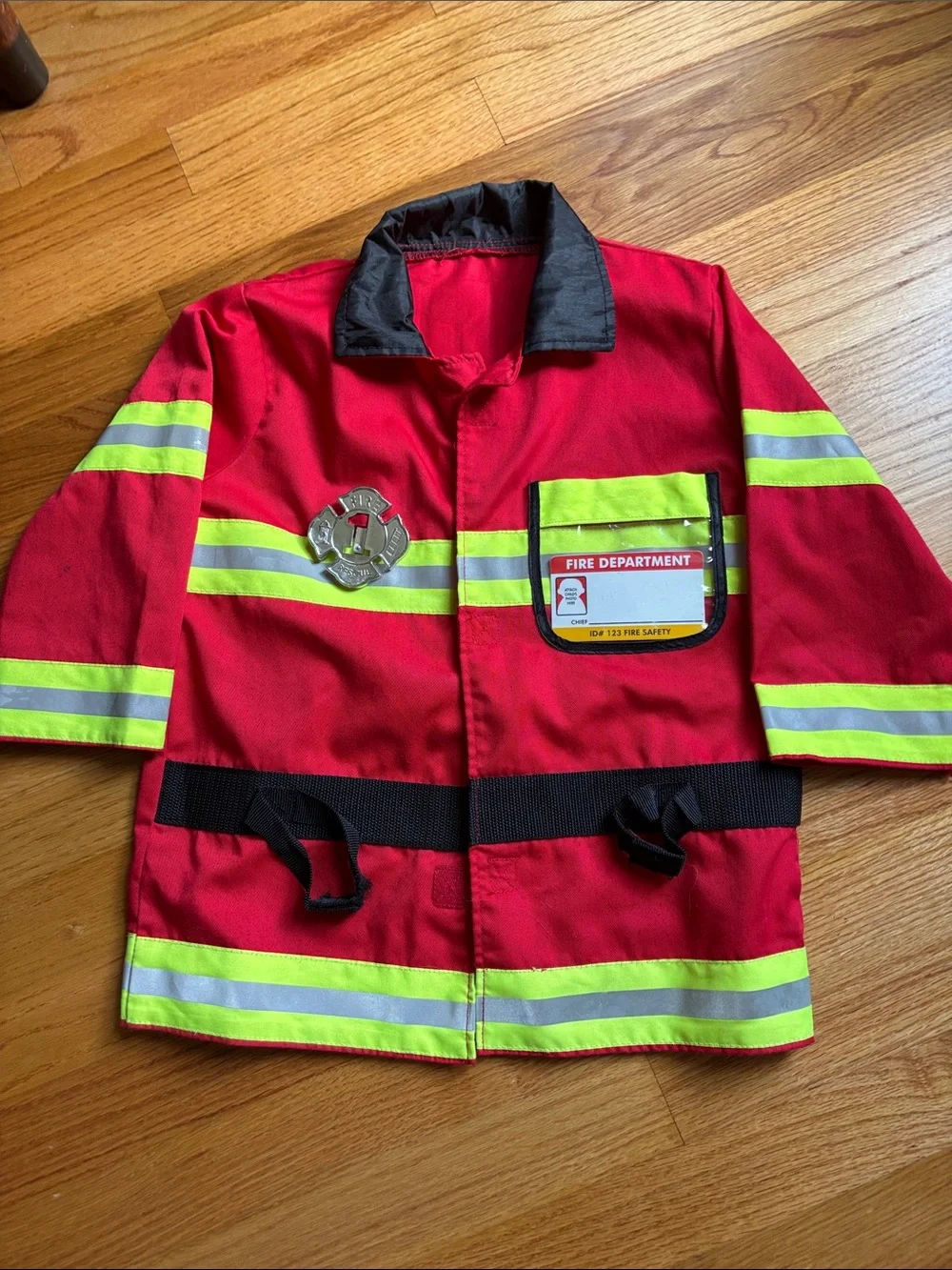 Melissa & Doug Red Kids Fire Department Jacket with Reflective Stripes and Hat